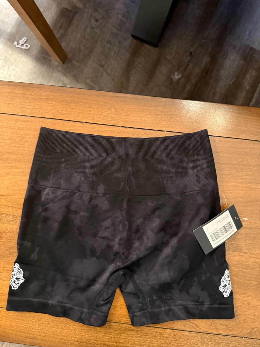 Darc Sport Black Subtle Tie-Dye Bike Shorts with White Logo